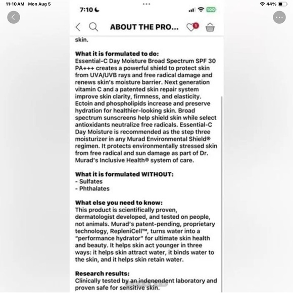 BNIB MURAD ENVIRONMENTAL SHIELD ESSENTIAL-C DAY MOISTURE SPF 30 .8 FL oz. $FIRM - Picture 4 of 6